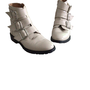 Cosmoparis Vollina Off-White Leather Ankle Boots – Sz 41 EU